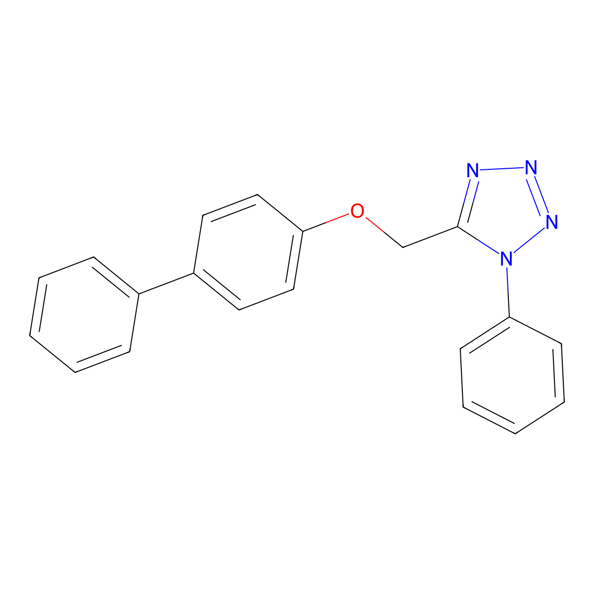 5-[(biphenyl-4-yloxy)methyl]-1-phenyl-1H-tetrazole molecular structure, CAS 333410-51-8