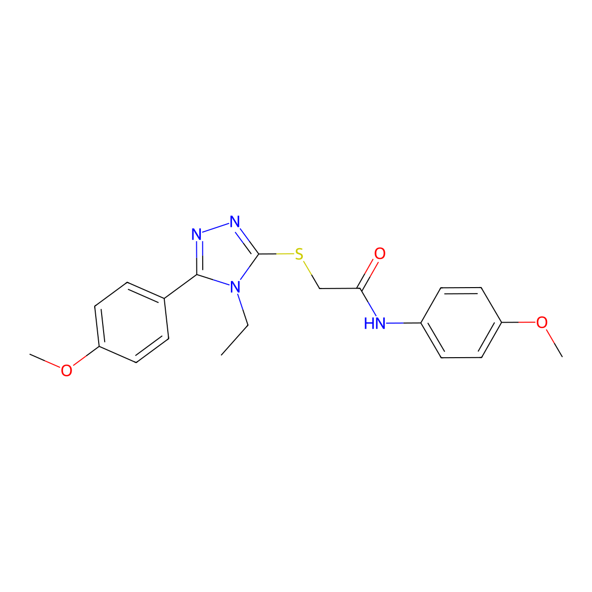 2-{[4-ethyl-5-(4-methoxyphenyl)-4H-1,2,4-triazol-3-yl]sulfanyl}-N-(4-methoxyphenyl)acetamide molecular structure, CAS 333411-34-0