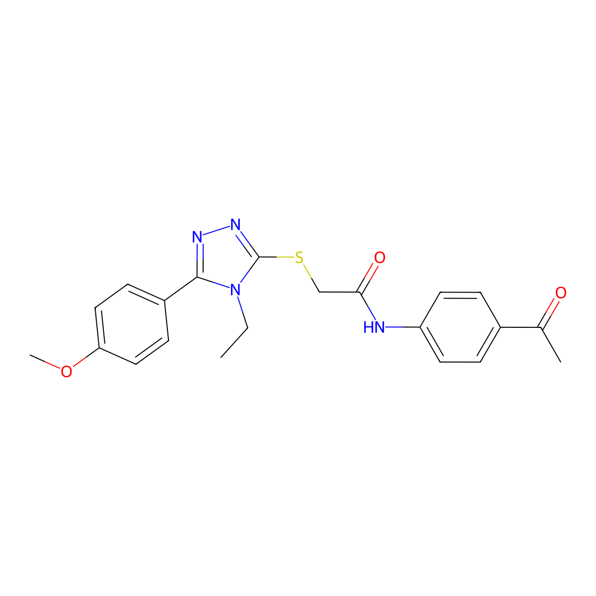 N-(4-Acetylphenyl)-2-((4-ethyl-5-(4-methoxyphenyl)-4H-1,2,4-triazol-3-yl)thio)acetamide molecular structure, CAS 333411-40-8
