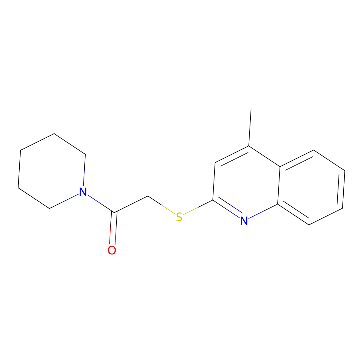 2-(4-Methylquinolin-2-yl)sulfanyl-1-piperidin-1-ylethanone molecular structure, CAS 333411-48-6