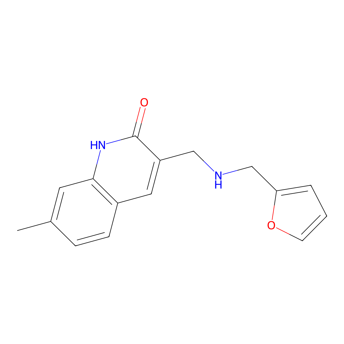 3-{[(Furan-2-ylmethyl)-amino]-methyl}-7-methyl-1H-quinolin-2-one molecular structure, CAS 333411-66-8
