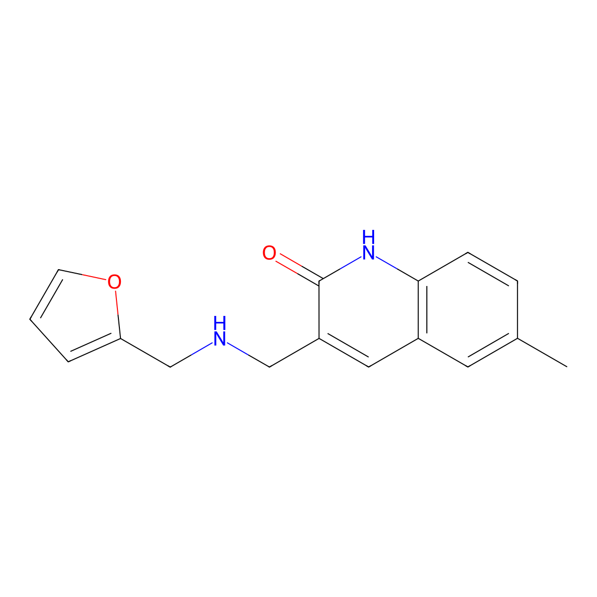 3-{[(Furan-2-ylmethyl)-amino]-methyl}-6-methyl-1H-quinolin-2-one molecular structure, CAS 333411-68-0