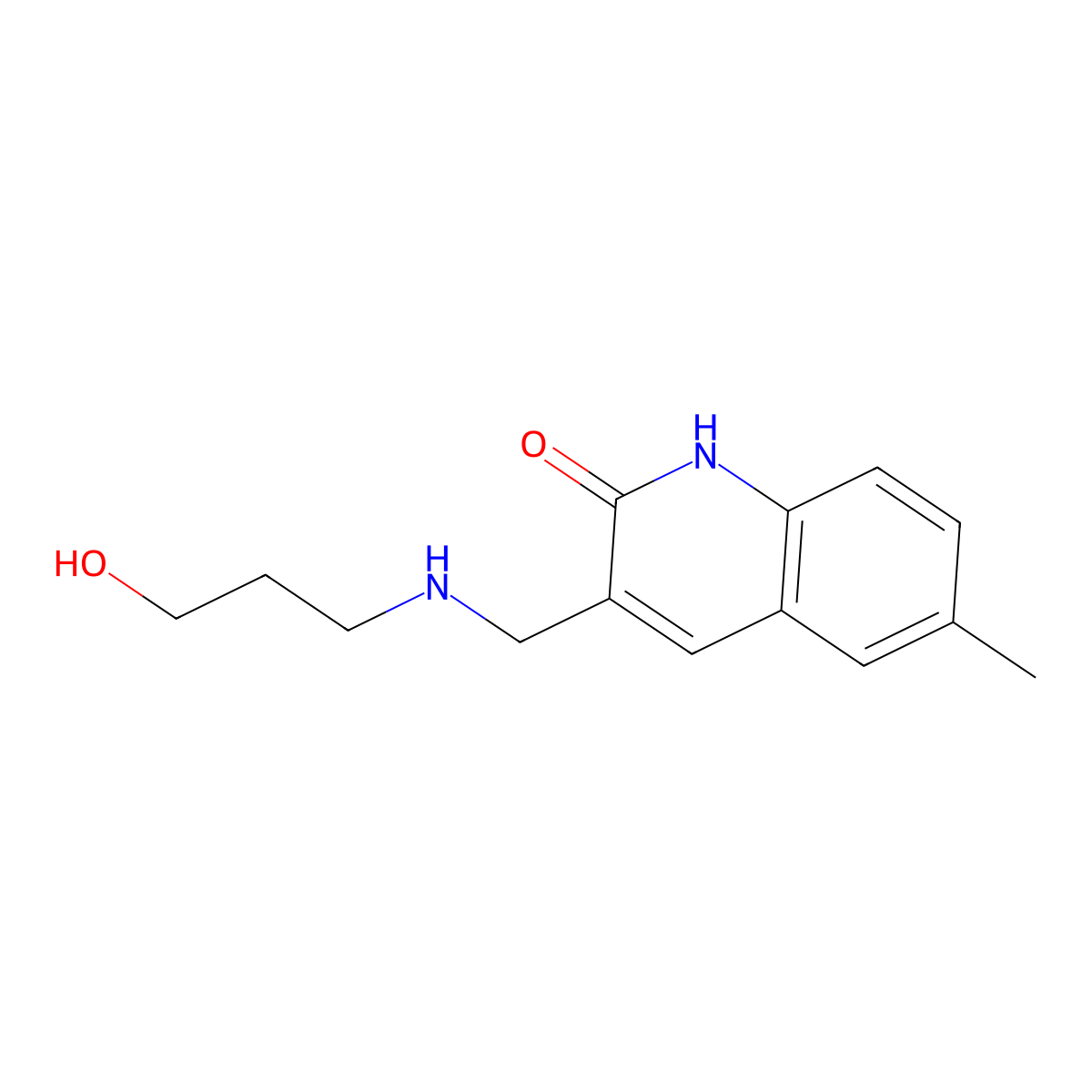 3-[(3-Hydroxy-propylamino)-methyl]-6-methyl-1H-quinolin-2-one molecular structure, CAS 333411-70-4