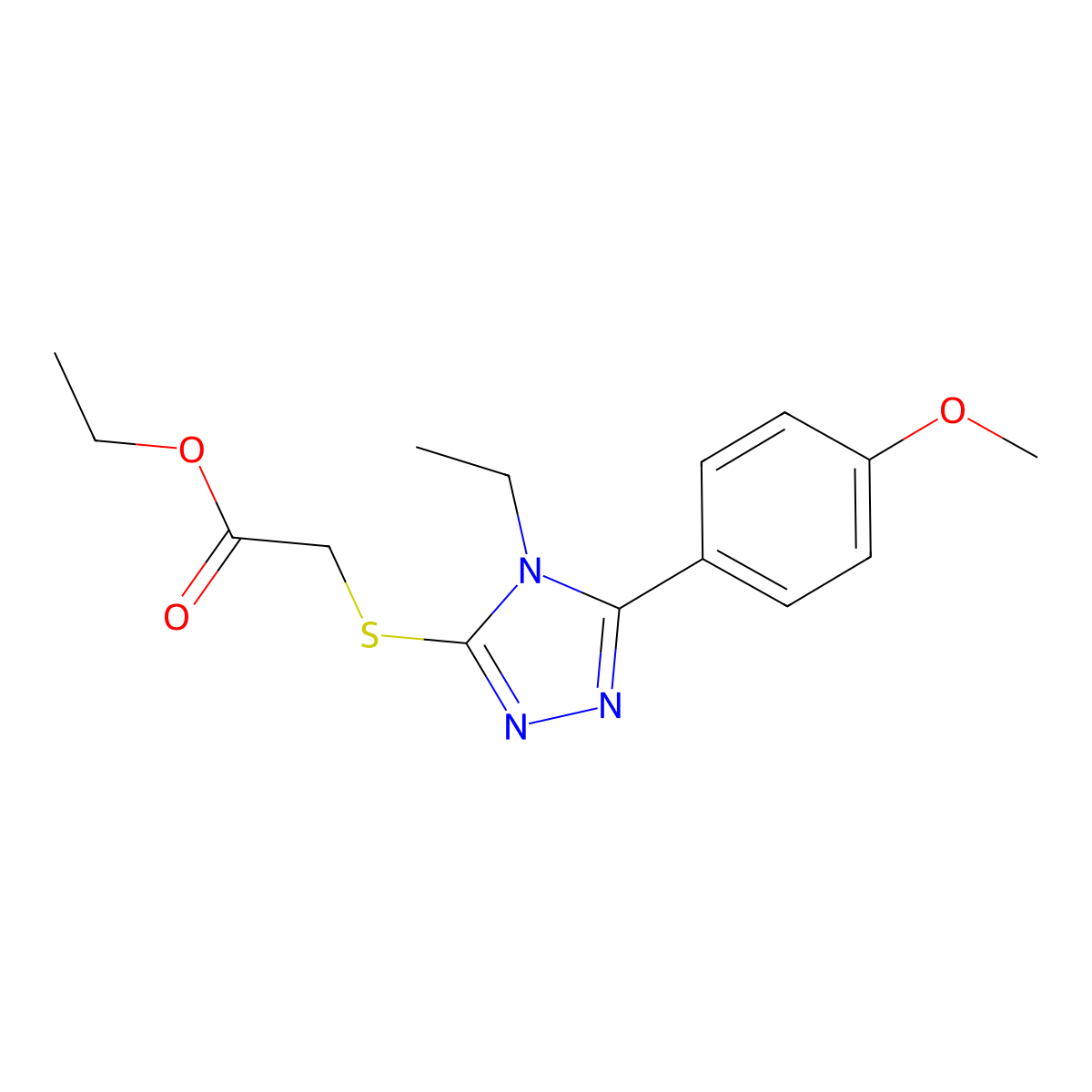 Ethyl 2-[[4-ethyl-5-(4-methoxyphenyl)-1,2,4-triazol-3-yl]sulfanyl]acetate molecular structure, CAS 333411-73-7