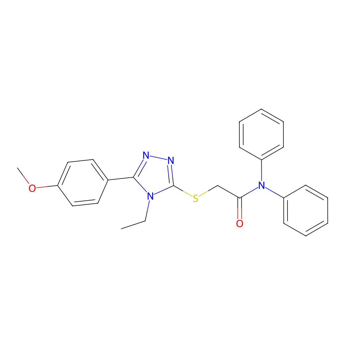 2-((4-Ethyl-5-(4-methoxyphenyl)-4H-1,2,4-triazol-3-yl)thio)-N,N-diphenylacetamide molecular structure, CAS 333411-89-5