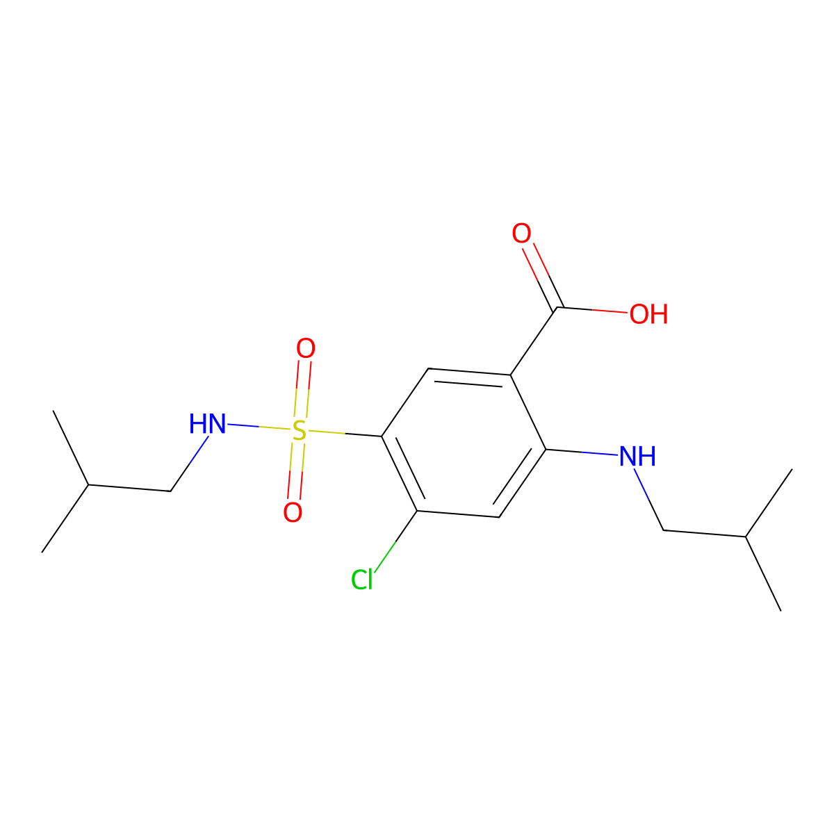 4-chloro-2-(isobutylamino)-5-(N-isobutylsulfamoyl)benzoic acid molecular structure, CAS 333412-30-9