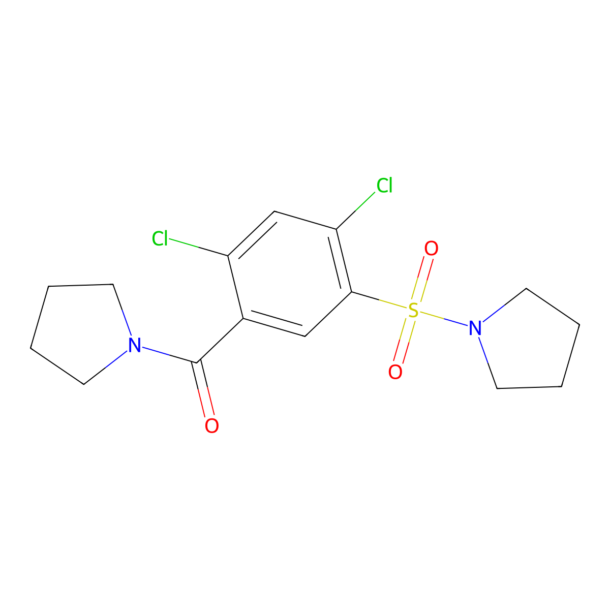 [2,4-Dichloro-5-(pyrrolidine-1-sulfonyl)-phenyl]-pyrrolidin-1-yl-methanone molecular structure, CAS 333412-34-3