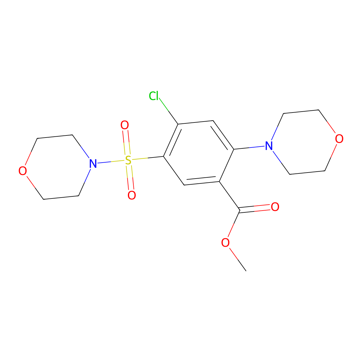 Methyl 4-chloro-2-(4-morpholinyl)-5-(4-morpholinylsulfonyl)benzoate molecular structure, CAS 333412-38-7