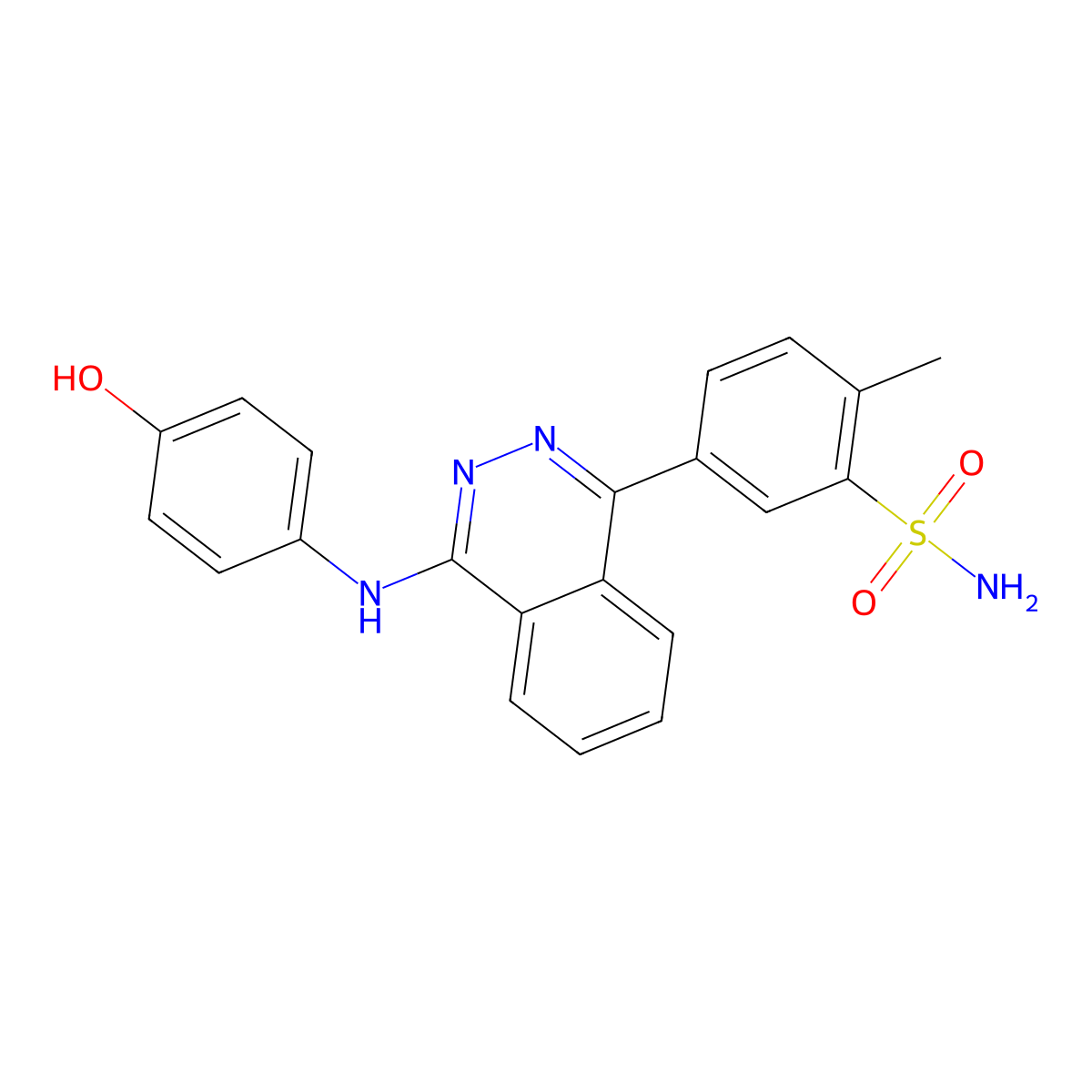 5-{4-[(4-Hydroxyphenyl)amino]phthalazin-1-yl}-2-methylbenzenesulfonamide molecular structure, CAS 333412-98-9