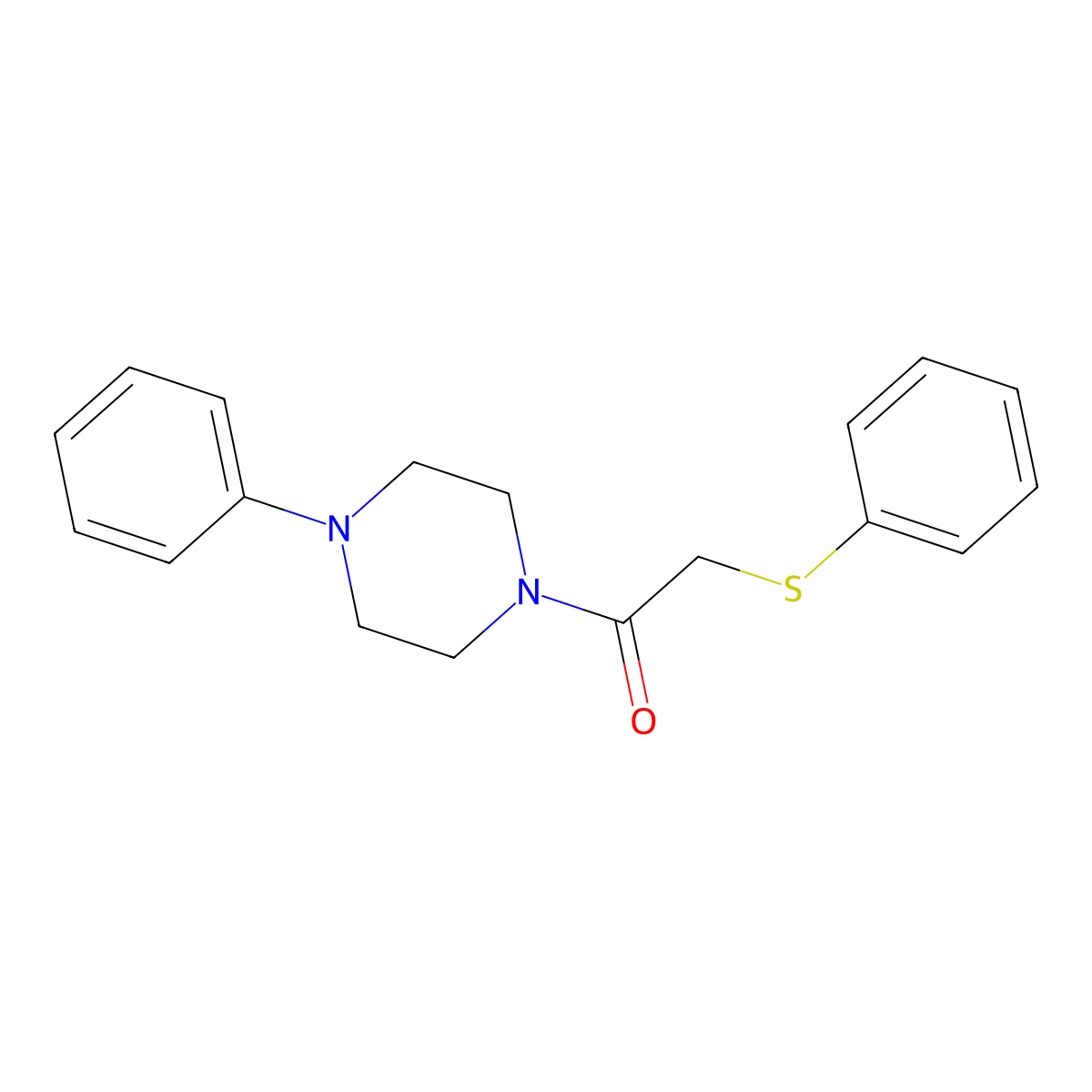 1-(4-Phenylpiperazin-1-yl)-2-phenylsulfanylethanone molecular structure, CAS 333413-07-3