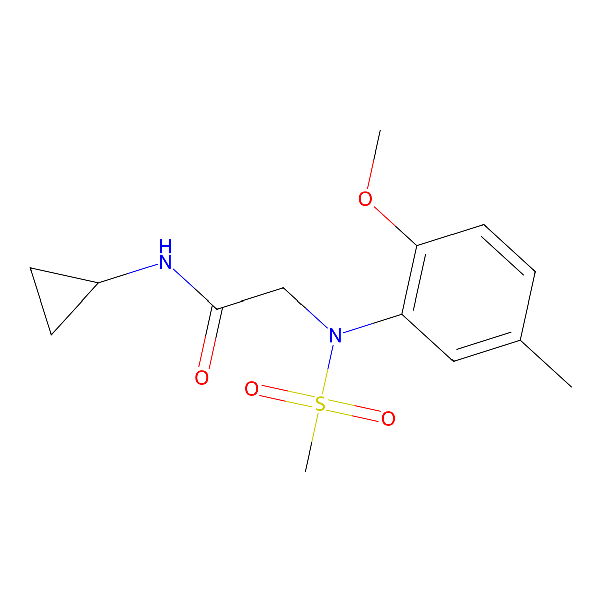 N-cyclopropyl-2-(2-methoxy-5-methyl-N-methylsulfonylanilino)acetamide molecular structure, CAS 333413-11-9