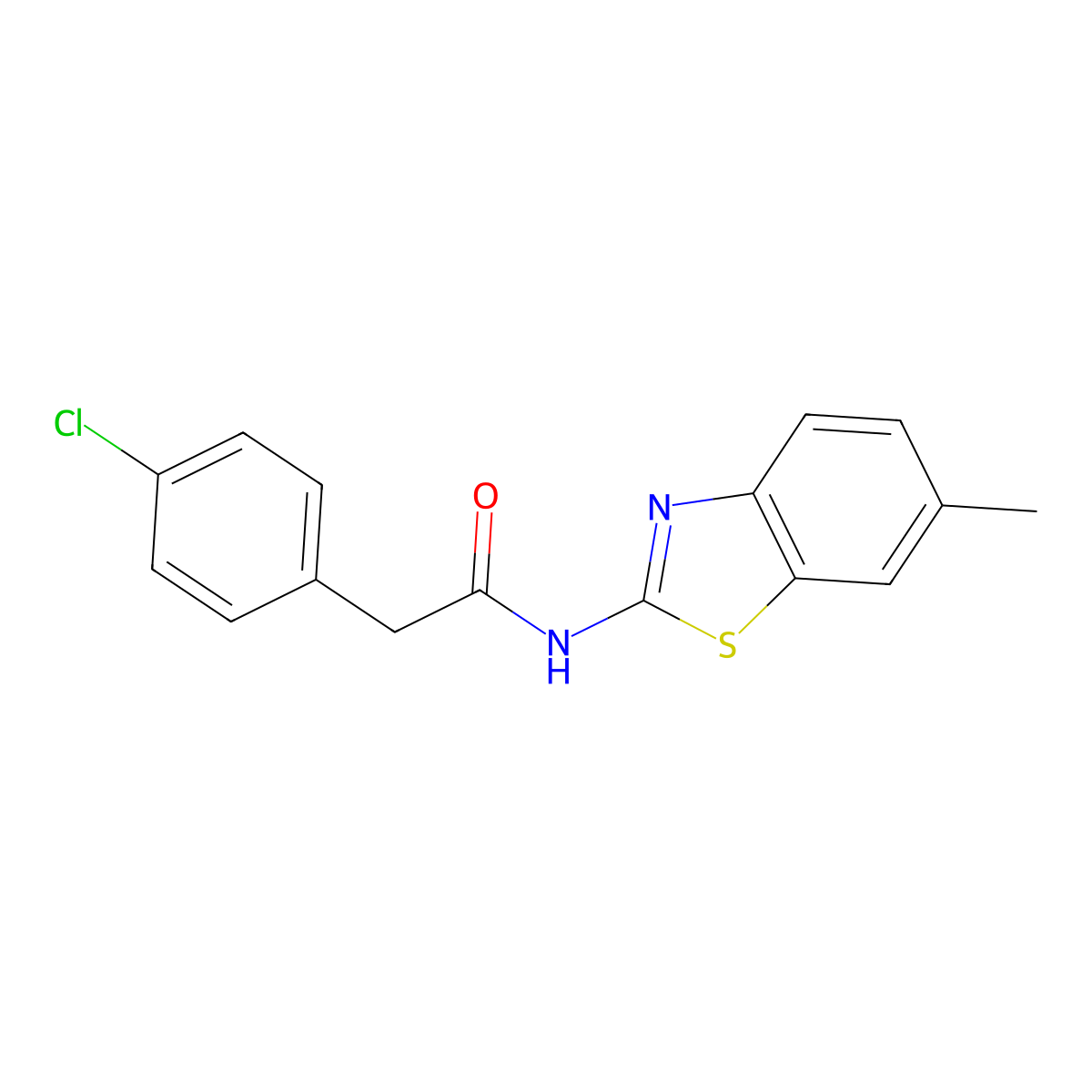 2-(4-chlorophenyl)-N-(6-methyl-1,3-benzothiazol-2-yl)acetamide molecular structure, CAS 333413-24-4