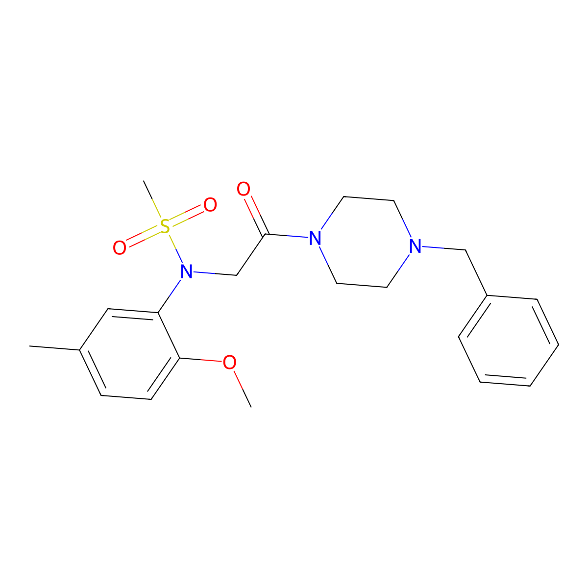 N-[2-(4-benzylpiperazin-1-yl)-2-oxoethyl]-N-(2-methoxy-5-methylphenyl)methanesulfonamide molecular structure, CAS 333413-25-5