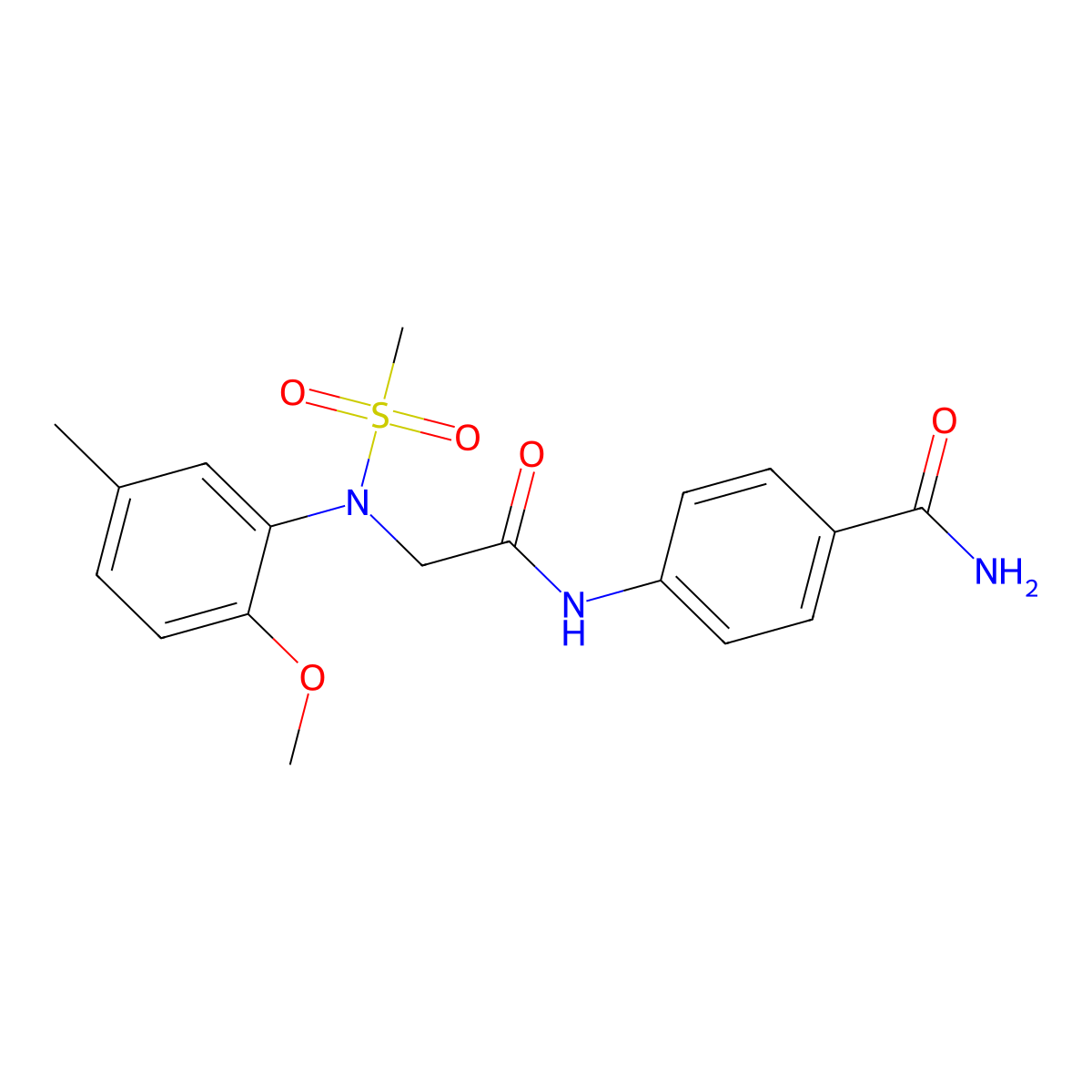 4-{[N-(2-methoxy-5-methylphenyl)-N-(methylsulfonyl)glycyl]amino}benzamide molecular structure, CAS 333413-29-9