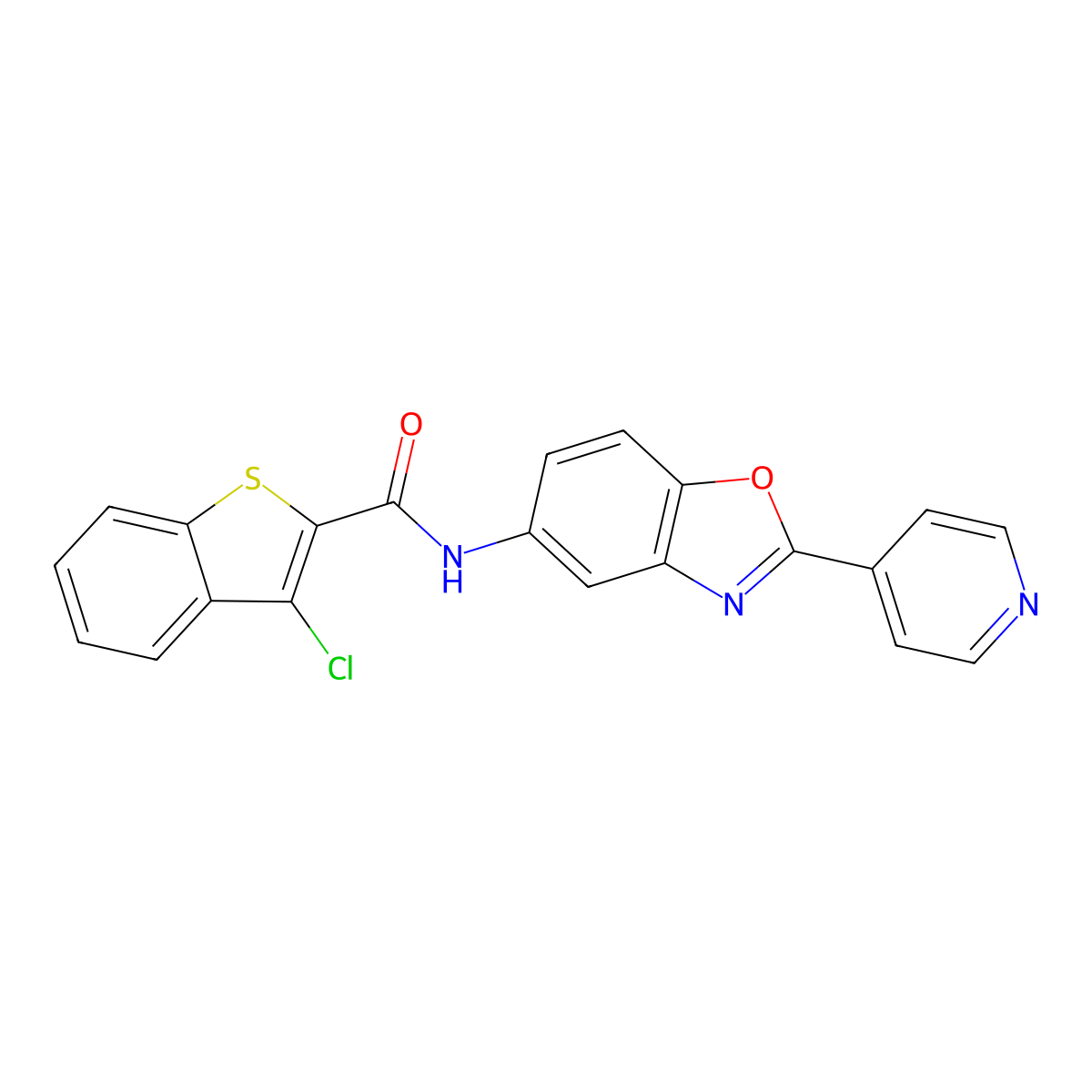 3-chloro-N-(2-pyridin-4-yl-1,3-benzoxazol-5-yl)-1-benzothiophene-2-carboxamide molecular structure, CAS 333413-34-6