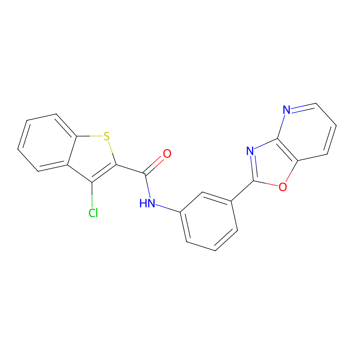 3-chloro-N-[3-([1,3]oxazolo[4,5-b]pyridin-2-yl)phenyl]-1-benzothiophene-2-carboxamide molecular structure, CAS 333413-36-8