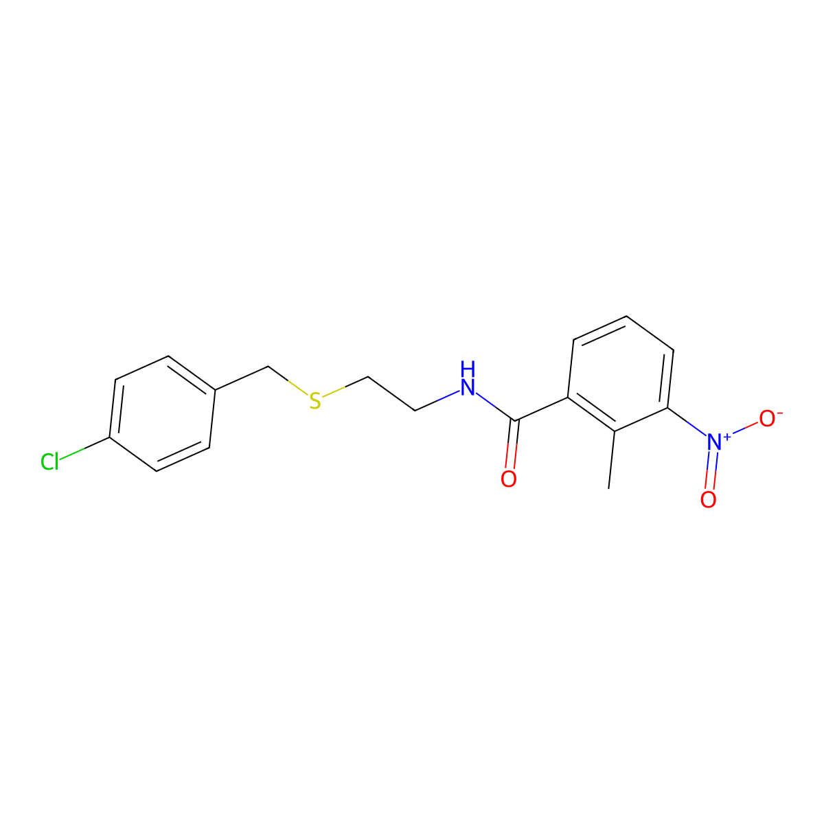 N-[2-[(4-chlorophenyl)methylsulfanyl]ethyl]-2-methyl-3-nitrobenzamide molecular structure, CAS 333413-59-5