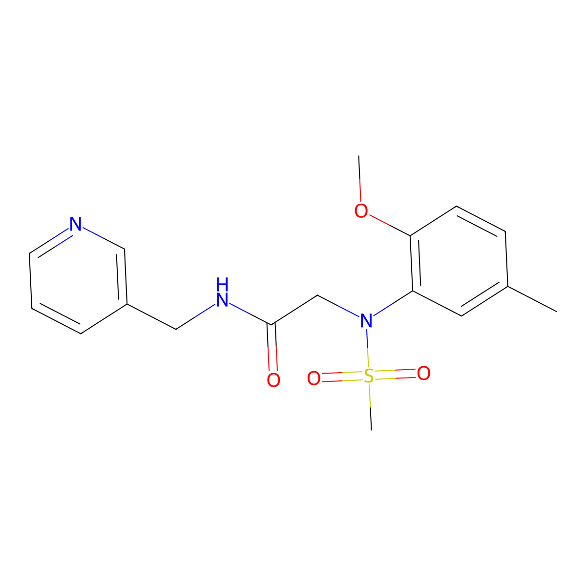 N~2~-(2-methoxy-5-methylphenyl)-N~2~-(methylsulfonyl)-N-(pyridin-3-ylmethyl)glycinamide molecular structure, CAS 333413-65-3