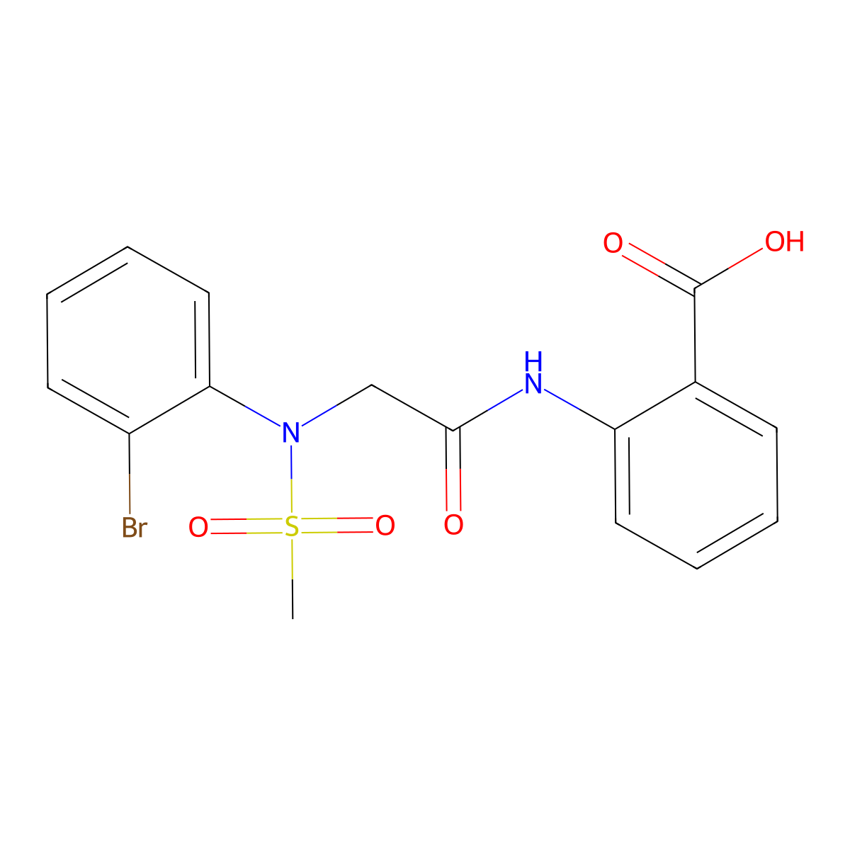 2-{2-[(2-Bromophenyl)(methylsulfonyl)amino]acetylamino}benzoic acid molecular structure, CAS 333413-71-1
