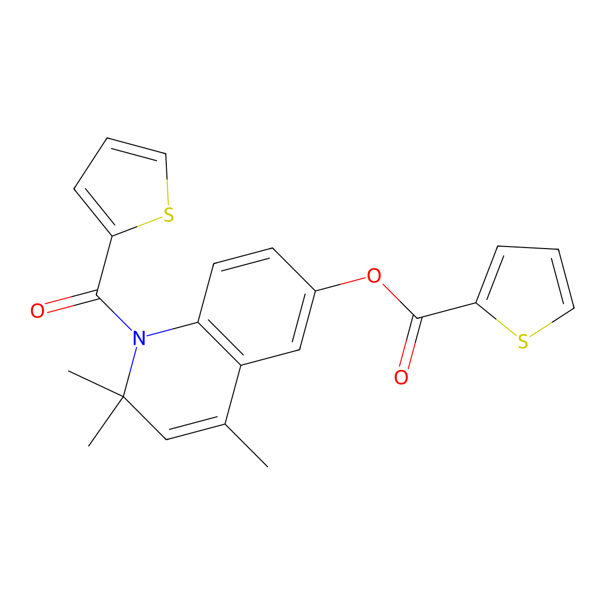 [2,2,4-Trimethyl-1-(thiophene-2-carbonyl)quinolin-6-yl] thiophene-2-carboxylate molecular structure, CAS 333413-74-4