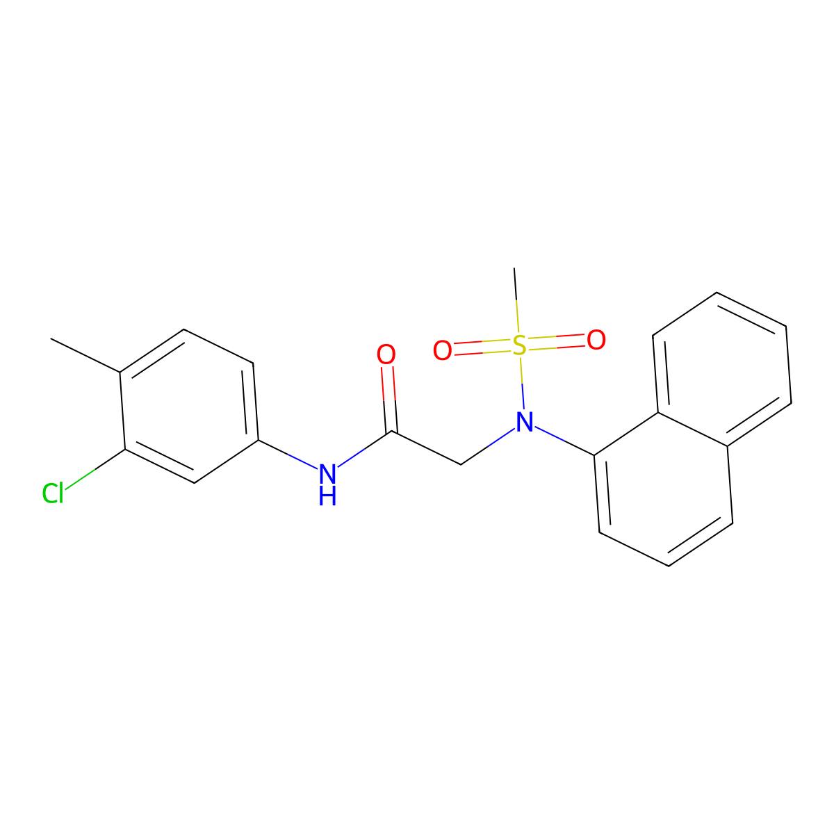 N-(3-chloro-4-methylphenyl)-2-[(methylsulfonyl)(1-naphthyl)amino]acetamide molecular structure, CAS 333413-77-7