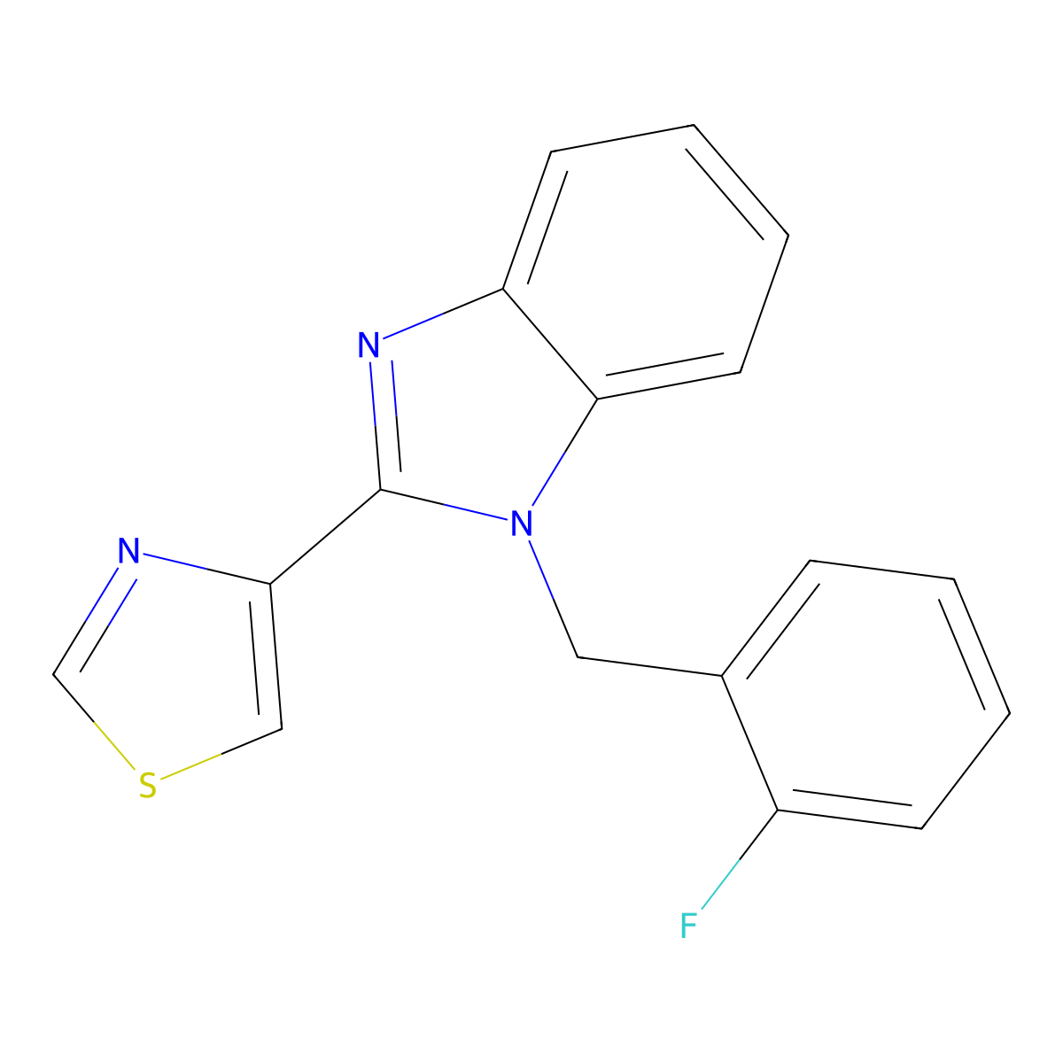 4-[1-[(2-Fluorophenyl)methyl]benzimidazol-2-yl]-1,3-thiazole molecular structure, CAS 333414-24-7