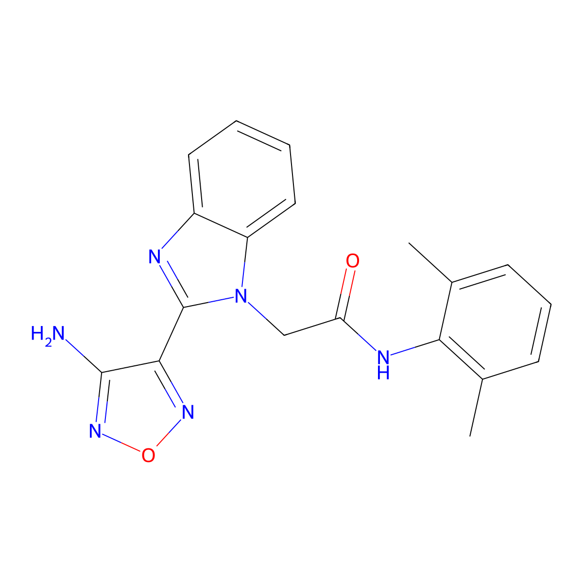 2-[2-(4-amino-1,2,5-oxadiazol-3-yl)benzimidazol-1-yl]-N-(2,6-dimethylphenyl)acetamide molecular structure, CAS 333414-56-5