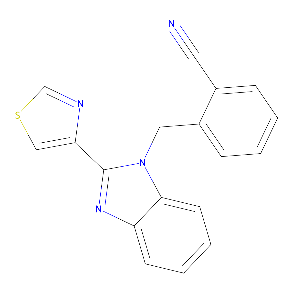 2-[[2-(1,3-Thiazol-4-yl)benzimidazol-1-yl]methyl]benzonitrile molecular structure, CAS 333414-58-7