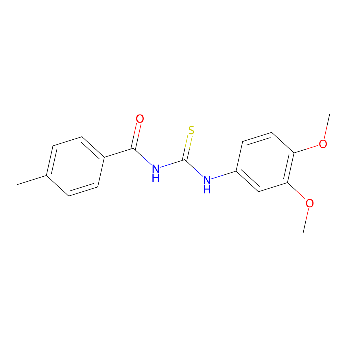 N-[(3,4-dimethoxyphenyl)carbamothioyl]-4-methylbenzamide molecular structure, CAS 333414-90-7