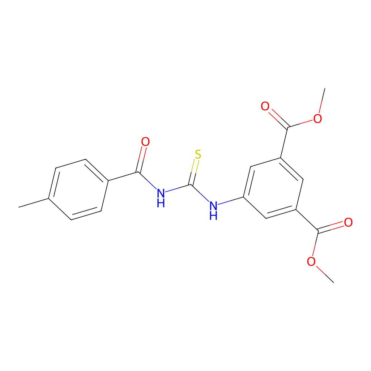Dimethyl 5-({[(4-methylbenzoyl)amino]carbothioyl}amino)isophthalate molecular structure, CAS 333414-98-5