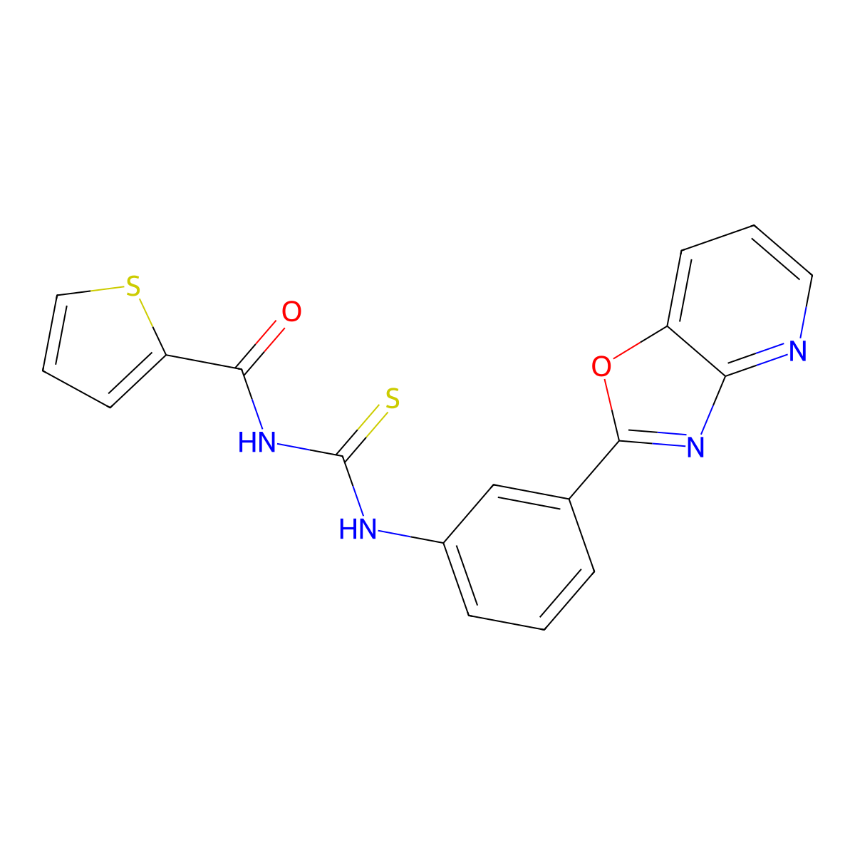N-[[3-([1,3]oxazolo[4,5-b]pyridin-2-yl)phenyl]carbamothioyl]thiophene-2-carboxamide molecular structure, CAS 333415-18-2