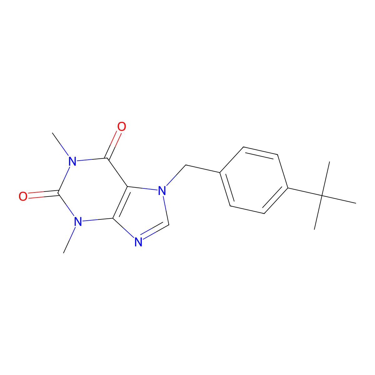 7-(4-(tert-butyl)benzyl)-1,3-dimethyl-1H-purine-2,6(3H,7H)-dione molecular structure, CAS 333415-38-6