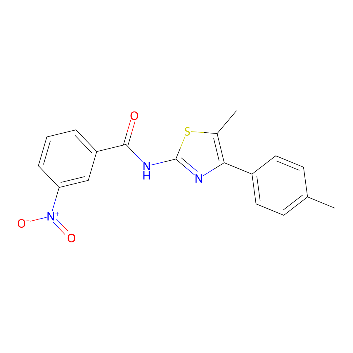 3-nitro-N-[5-methyl-4-(4-methylphenyl)-1,3-thiazol-2-yl]benzamide molecular structure, CAS 333415-77-3