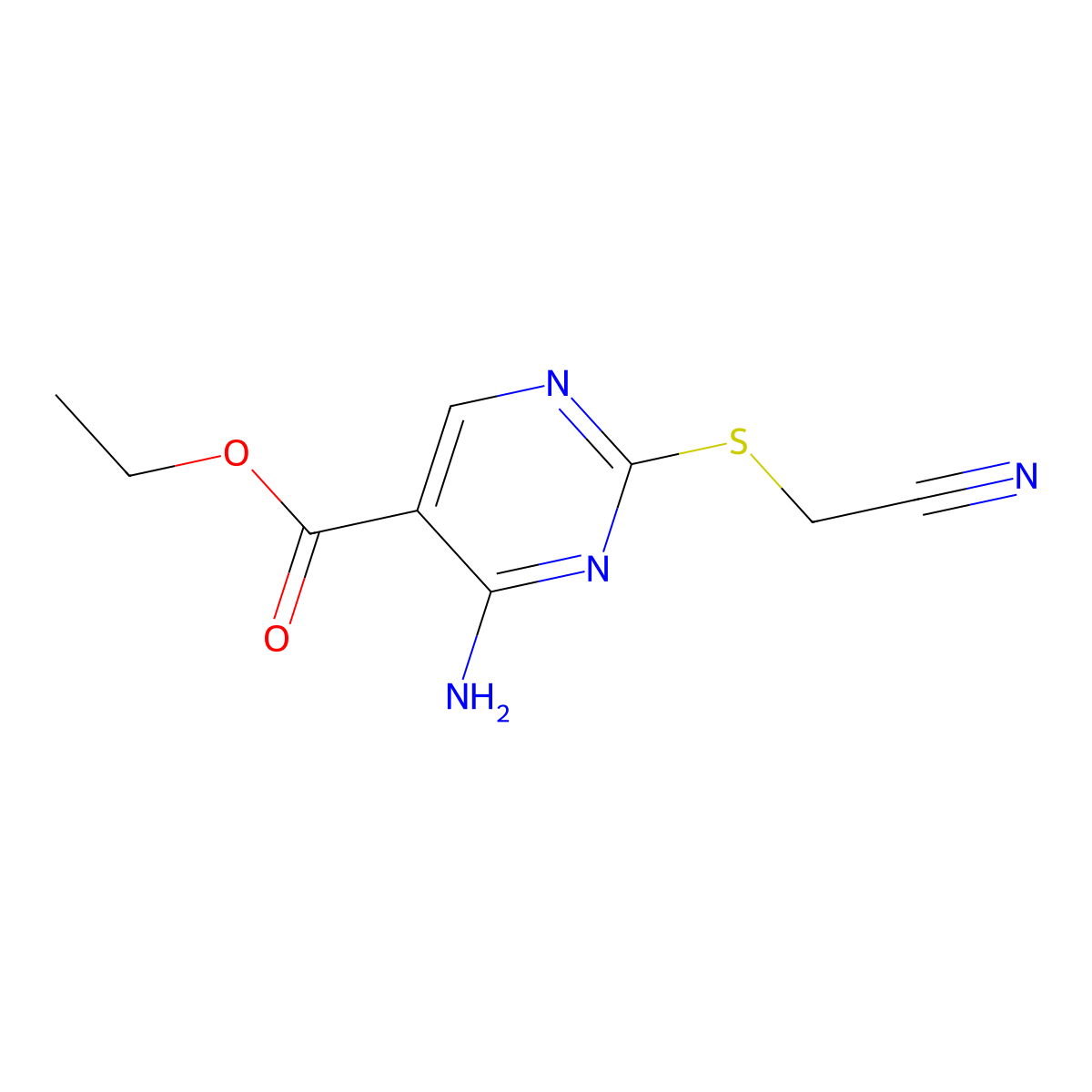 4-Amino-2-cyanomethylsulfanyl-pyrimidine-5-carboxylic acid ethyl ester molecular structure, CAS 333415-86-4