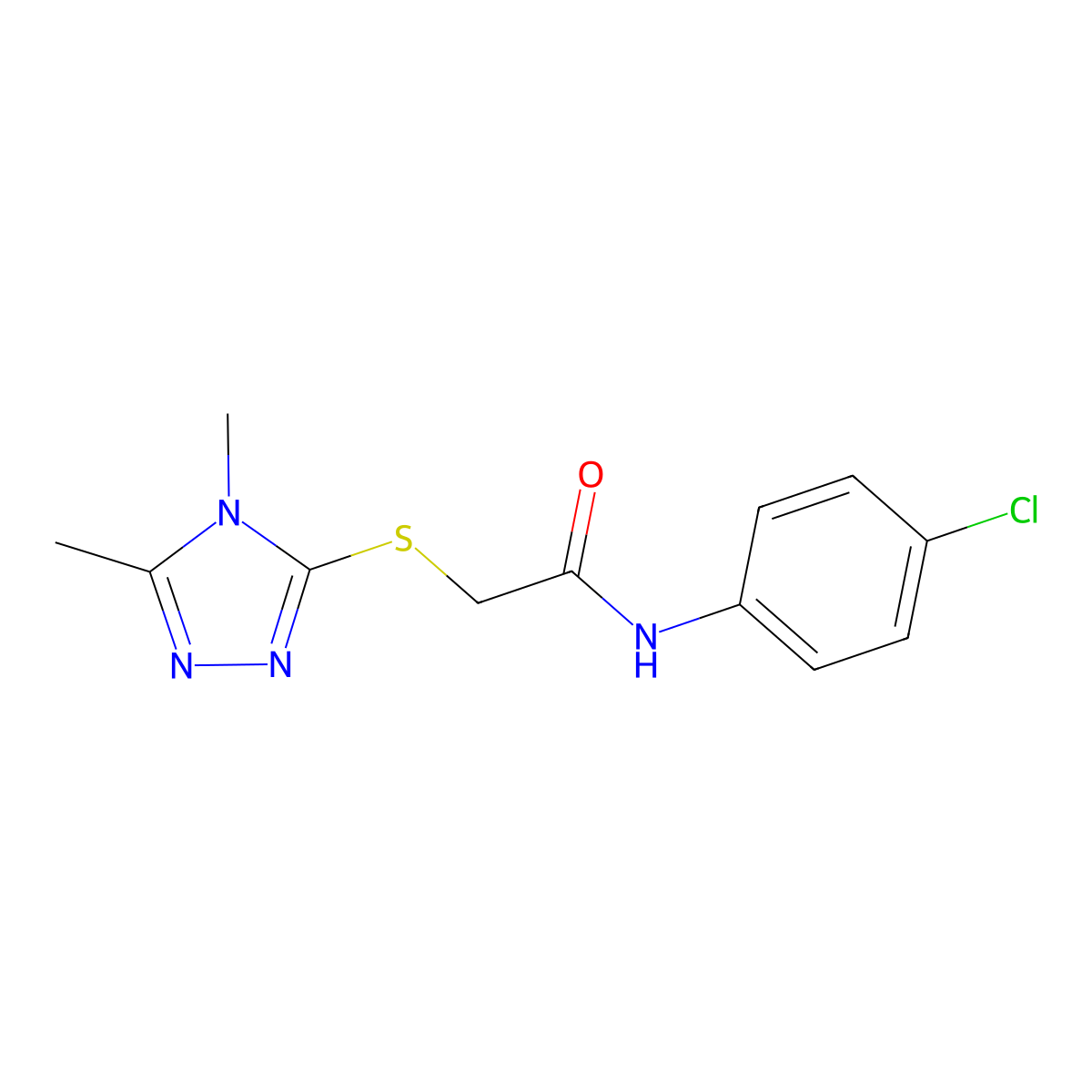 N-(4-Chlorophenyl)-2-((4,5-dimethyl-4H-1,2,4-triazol-3-yl)thio)acetamide molecular structure, CAS 333417-13-3