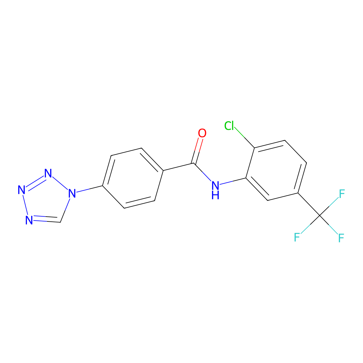N-[2-chloro-5-(trifluoromethyl)phenyl]-4-(tetrazol-1-yl)benzamide molecular structure, CAS 333418-09-0