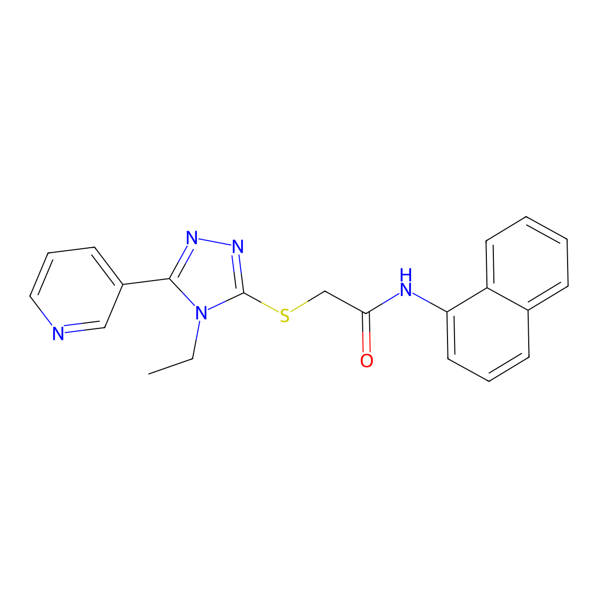 2-((4-Ethyl-5-(3-pyridinyl)-4H-1,2,4-triazol-3-YL)thio)-N-(1-naphthyl)acetamide molecular structure, CAS 333418-45-4