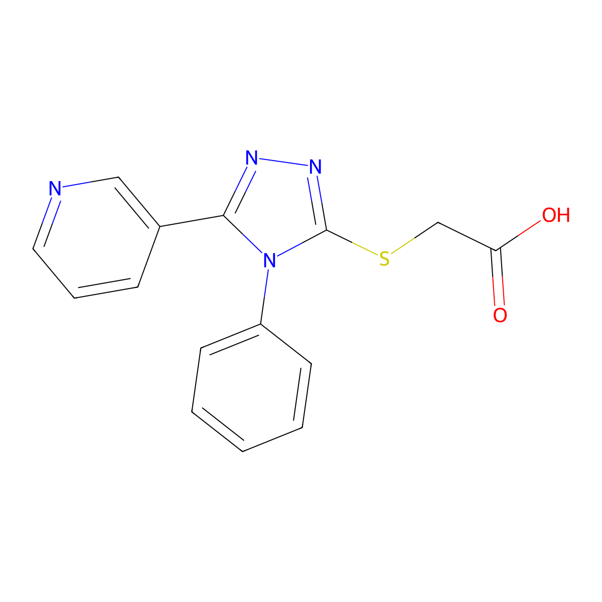 2-((4-phenyl-5-(pyridin-3-yl)-4H-1,2,4-triazol-3-yl)sulfanyl)acetic acid molecular structure, CAS 333418-51-2