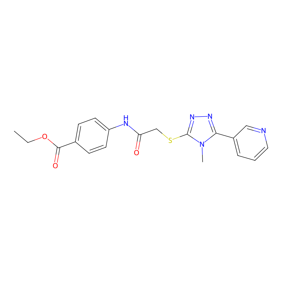 Ethyl 4-[[2-[(4-methyl-5-pyridin-3-yl-1,2,4-triazol-3-yl)sulfanyl]acetyl]amino]benzoate molecular structure, CAS 333418-54-5