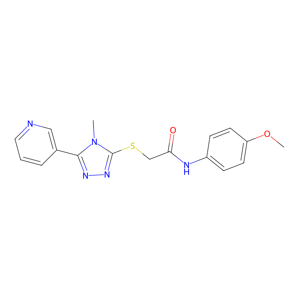 N-(4-methoxyphenyl)-2-{[4-methyl-5-(pyridin-3-yl)-4H-1,2,4-triazol-3-yl]sulfanyl}acetamide molecular structure, CAS 333418-78-3