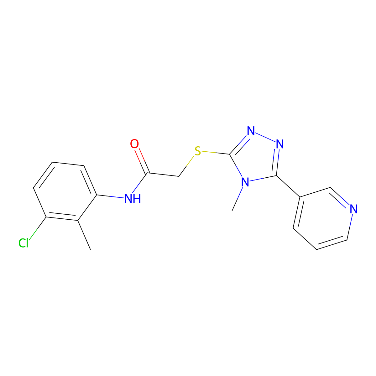 N-(3-chloro-2-methylphenyl)-2-{[4-methyl-5-(pyridin-3-yl)-4H-1,2,4-triazol-3-yl]sulfanyl}acetamide molecular structure, CAS 333418-80-7