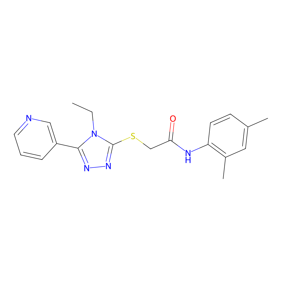 N-(2,4-dimethylphenyl)-2-[(4-ethyl-5-pyridin-3-yl-1,2,4-triazol-3-yl)sulfanyl]acetamide molecular structure, CAS 333418-83-0