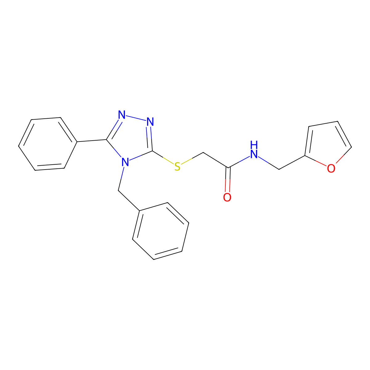 2-[(4-benzyl-5-phenyl-4H-1,2,4-triazol-3-yl)sulfanyl]-N-(furan-2-ylmethyl)acetamide molecular structure, CAS 333419-28-6