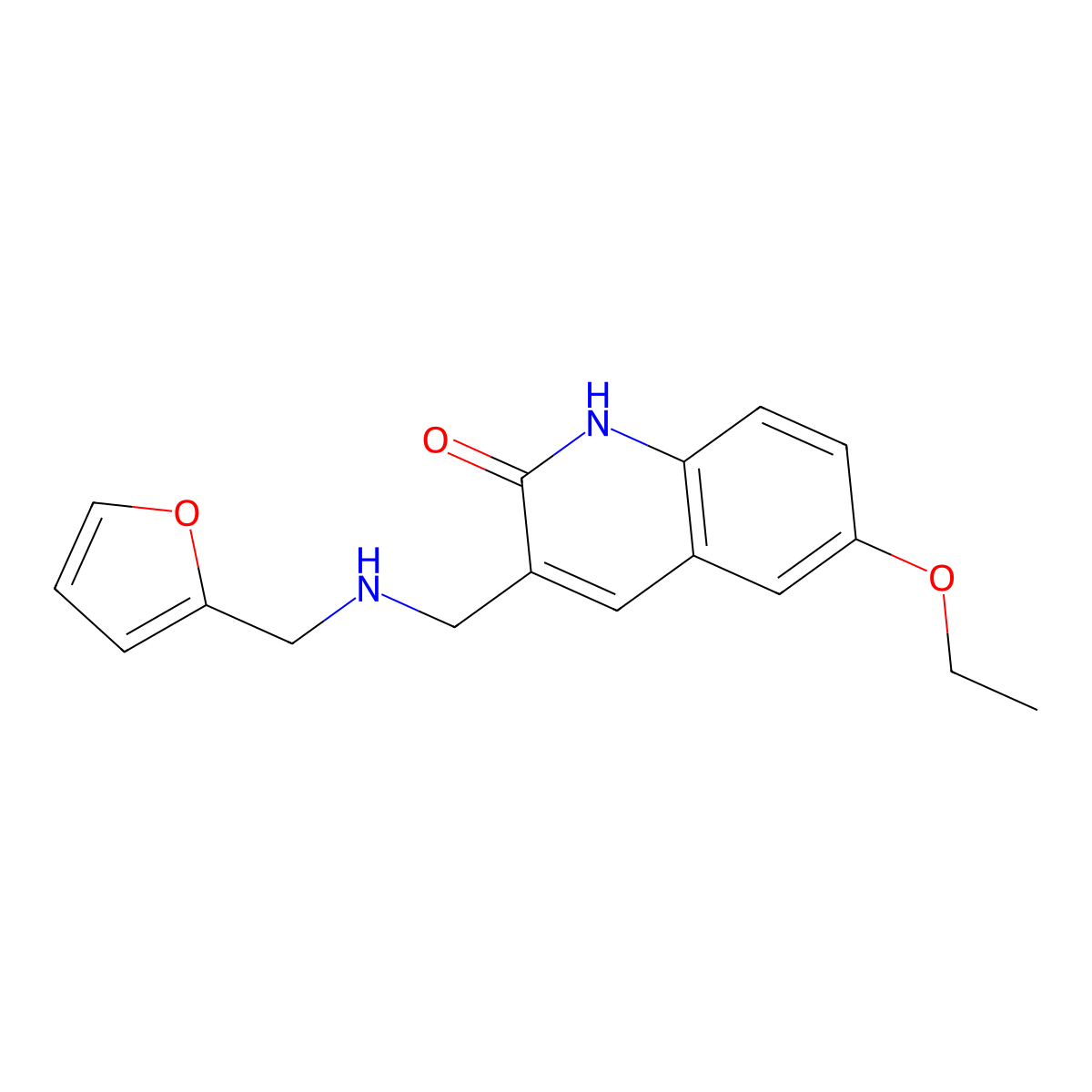 6-Ethoxy-3-{[(furan-2-ylmethyl)-amino]-methyl}-1H-quinolin-2-one molecular structure, CAS 333419-44-6