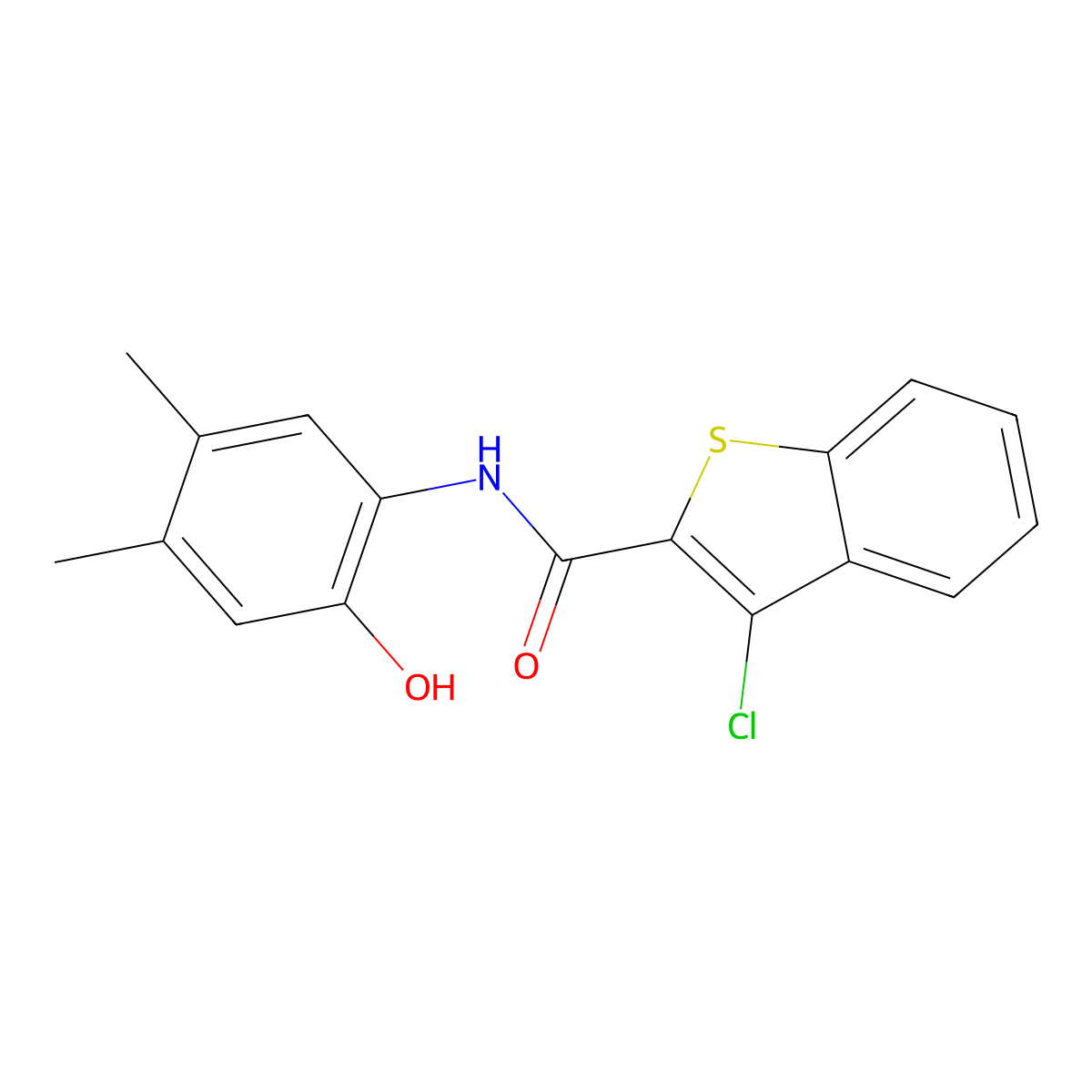 3-chloro-N-(2-hydroxy-4,5-dimethylphenyl)-1-benzothiophene-2-carboxamide molecular structure, CAS 333419-65-1