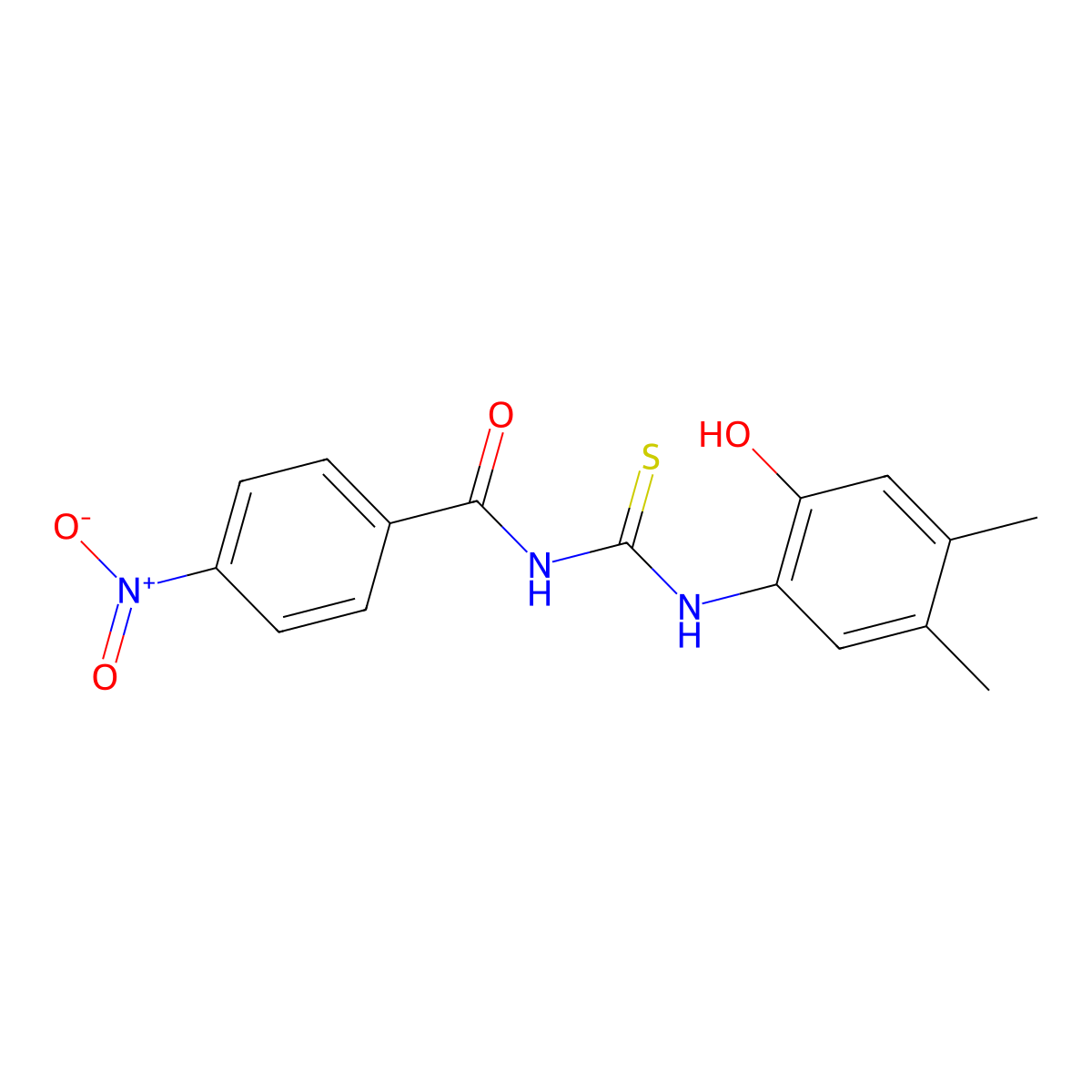 N-[(2-hydroxy-4,5-dimethylphenyl)carbamothioyl]-4-nitrobenzamide molecular structure, CAS 333419-76-4