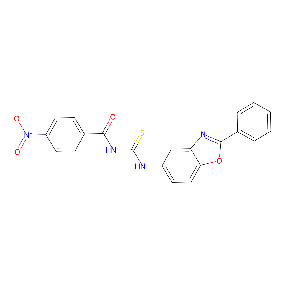 4-nitro-N-[(2-phenyl-1,3-benzoxazol-5-yl)carbamothioyl]benzamide molecular structure, CAS 333419-80-0