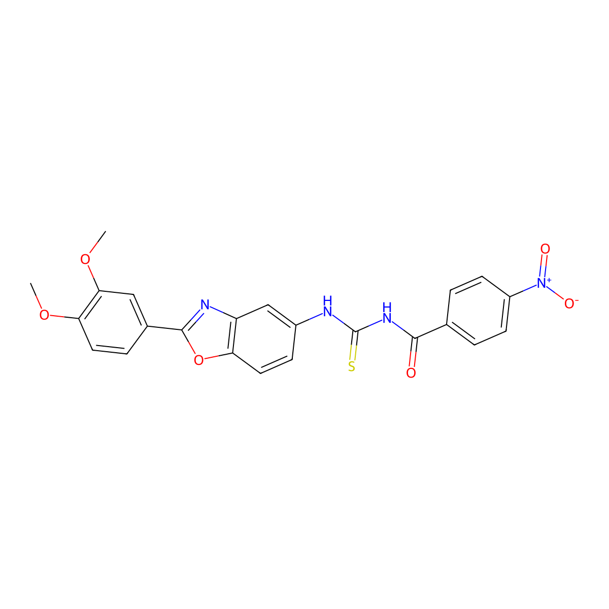 N-[[2-(3,4-dimethoxyphenyl)-1,3-benzoxazol-5-yl]carbamothioyl]-4-nitrobenzamide molecular structure, CAS 333419-83-3