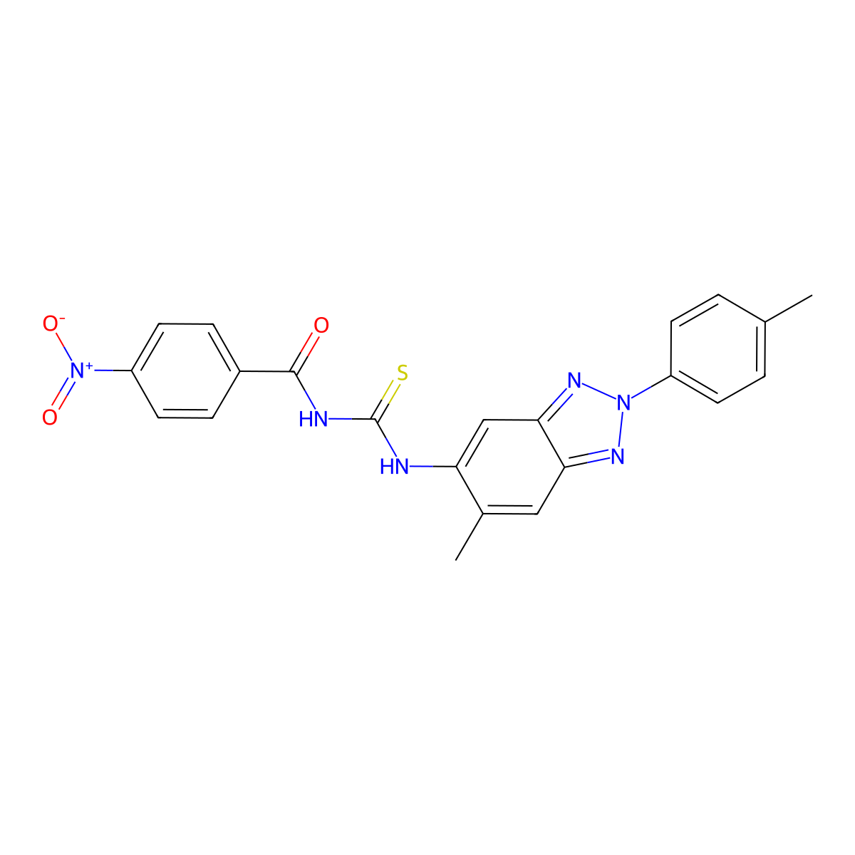 N-{[6-methyl-2-(4-methylphenyl)-2H-benzotriazol-5-yl]carbamothioyl}-4-nitrobenzamide molecular structure, CAS 333419-86-6
