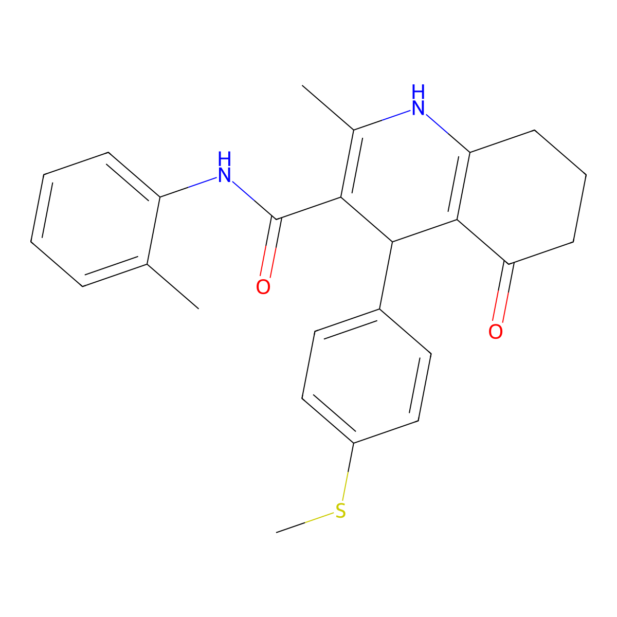 2-Methyl-4-(4-(methylthio)phenyl)-5-oxo-N-(o-tolyl)-1,4,5,6,7,8-hexahydroquinoline-3-carboxamide molecular structure, CAS 333420-18-1